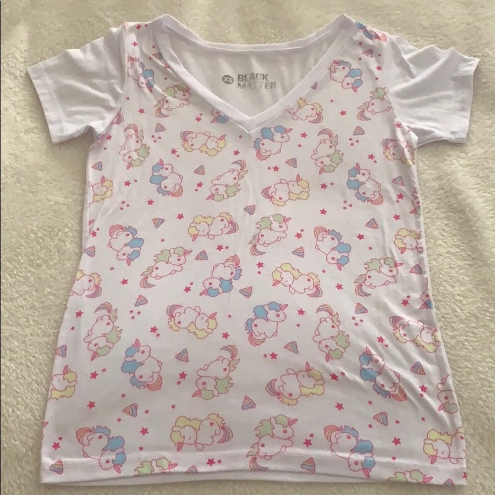 GUC XS Black Matter white Baby Unicorn T-shirt